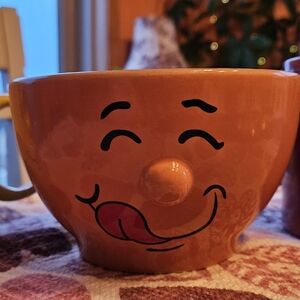 Set of 3 Atico International 3-D Funny Face Coffee Mugs & Bowl